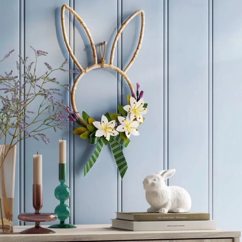 Target Easter Bunny Decorative Wreath Floral Ribbon Threshold™ 20.5